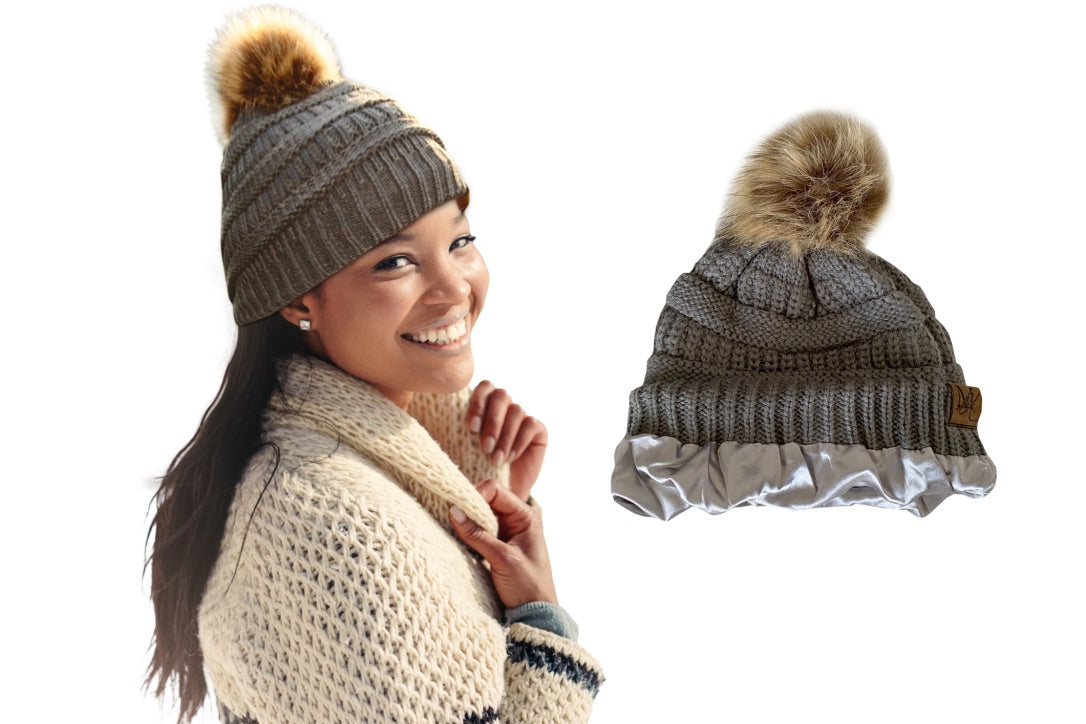 Durio Winter Hats For Women - Cable Knit Beanie, Fleece Lined, Soft Acrylic, Colors D Pink/Yellow/Burgundy/Beige
